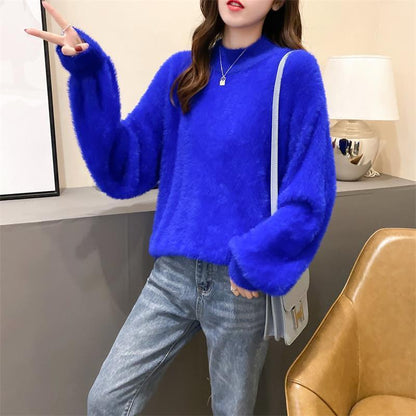 Damen Rollkragenpullover Weich Strukturiert