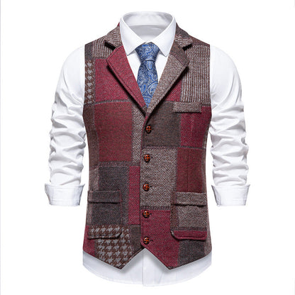 Herren Weste Modern Patchwork Design Praktisch