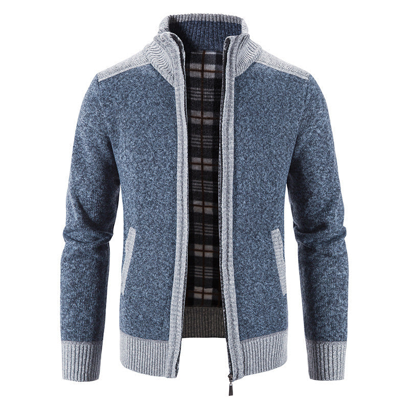 Herren Strickjacke Modern Stehkragen Struktur Look