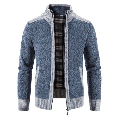 Herren Strickjacke Modern Stehkragen Struktur Look