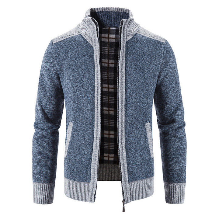 Herren Strickjacke Modern Stehkragen Struktur Look