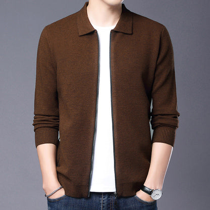 Elegante Strickjacke Wolle Slim Fit Reißverschluss
