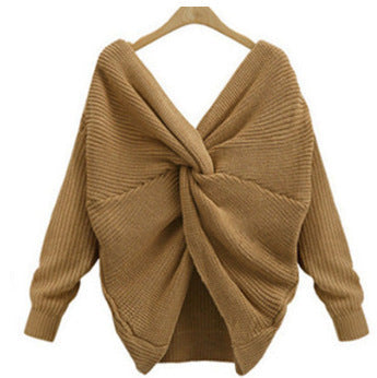 Damen Strickpullover Elegant V-Ausschnitt