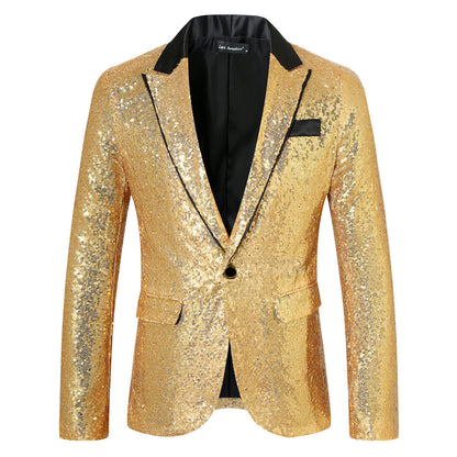 Herren Pailletten Blazer Elegant Abendwear