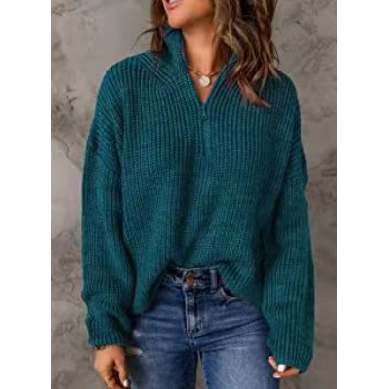 Damen Pullover Kurz Reißverschluss Elegant