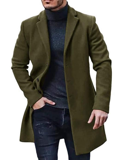 Herren Wintermantel Elegant Klassisch Schwarz