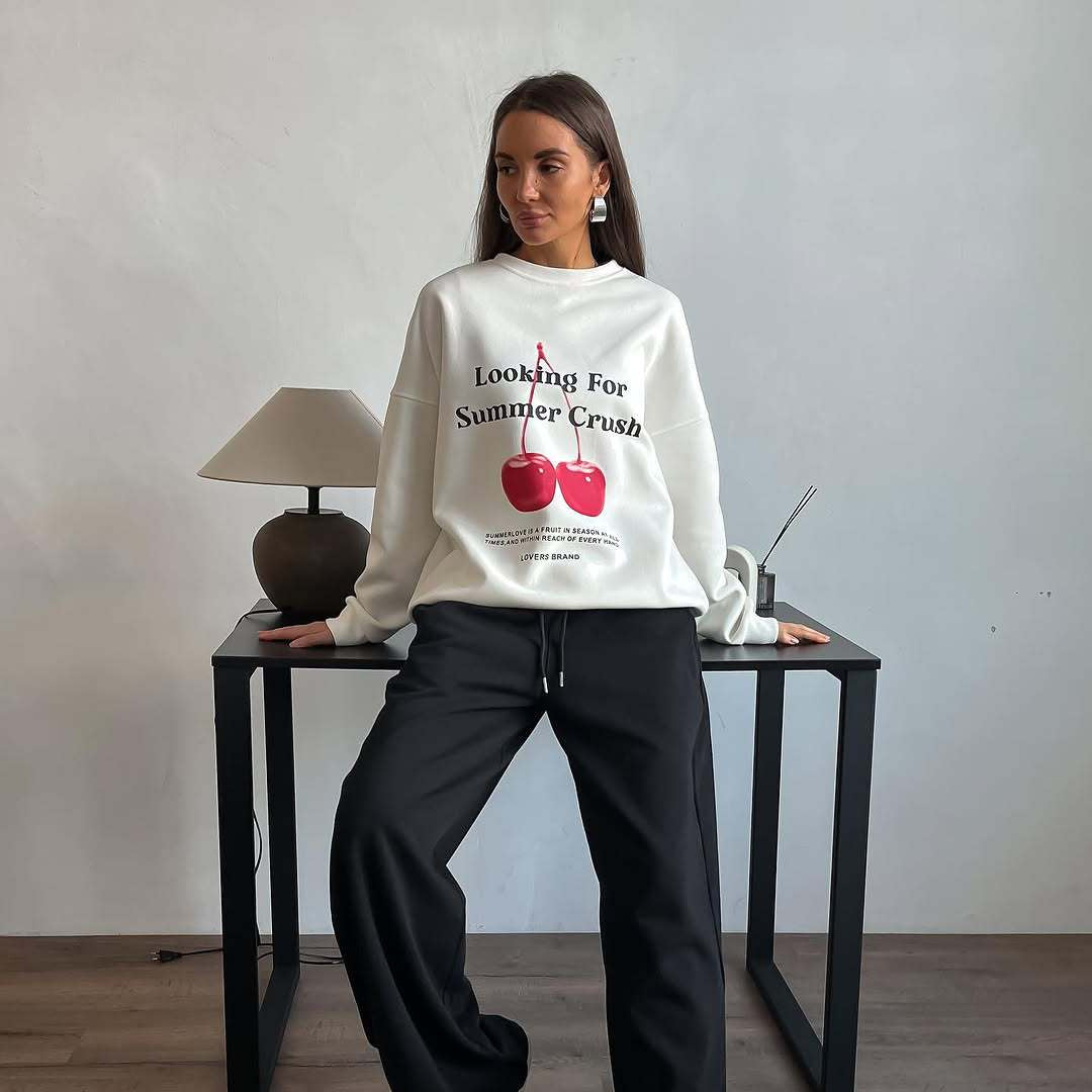 Große Sweatshirts mit Grafikdruck Oversized Fit