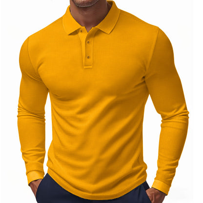 Herren Polohemd Langarm Strukturiert Elegantes Design