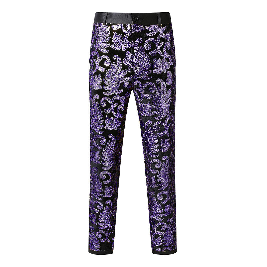 Herren Hochzeitshosen Glitzer Effekt Floral Design