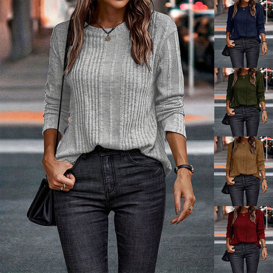 Damen Casual Strickshirt Langarm Rundhals - IdealeKleiden