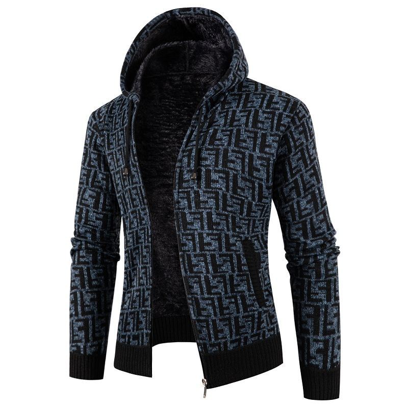 Herren Strickjacke Zopfmuster Weich Innenfutter