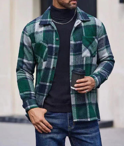 Herren Karo Hemdenjacke Lässig Casual
