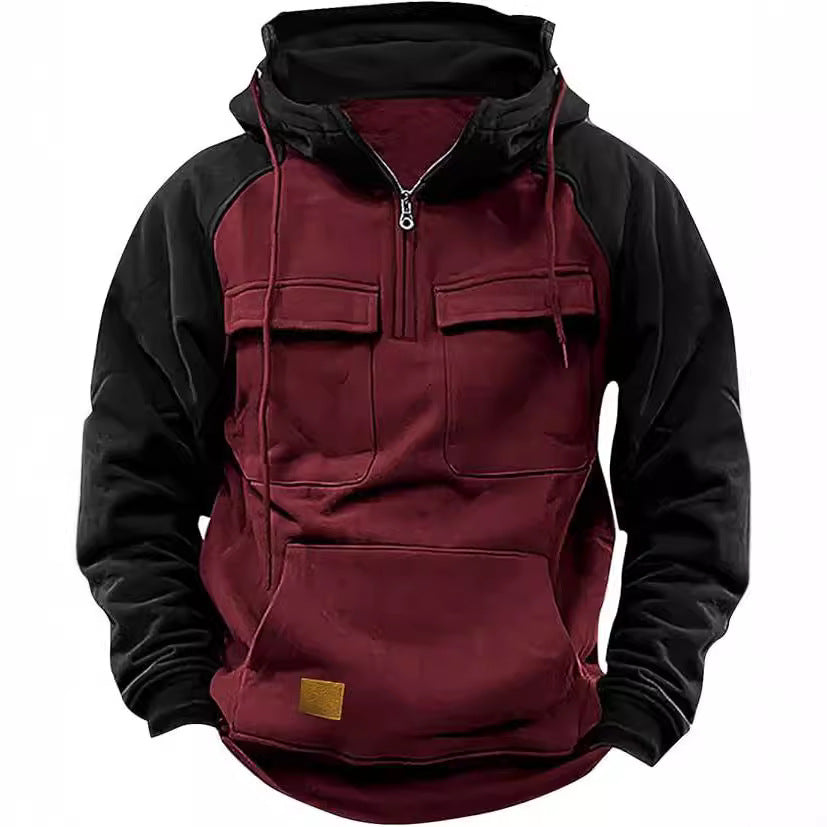 Herren Hoodie Sportlich Kapuze Taschen - IdealeKleiden
