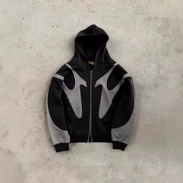 Damen Pullover Modern Kapuze Kontrast Einsätze - IdealeKleiden