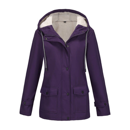 Damen Winterjacke Warm Fleece Kapuze Outdoor