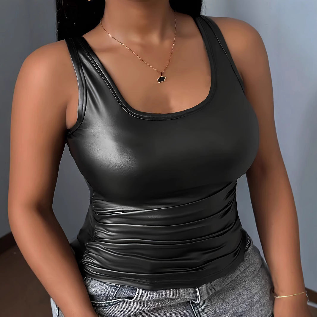 Damen Tanktop Glänzend Figurformend Elegant - IdealeKleiden