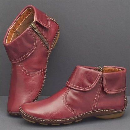 Damen Stiefeletten Elegant Leder Seitlich Reißverschluss
