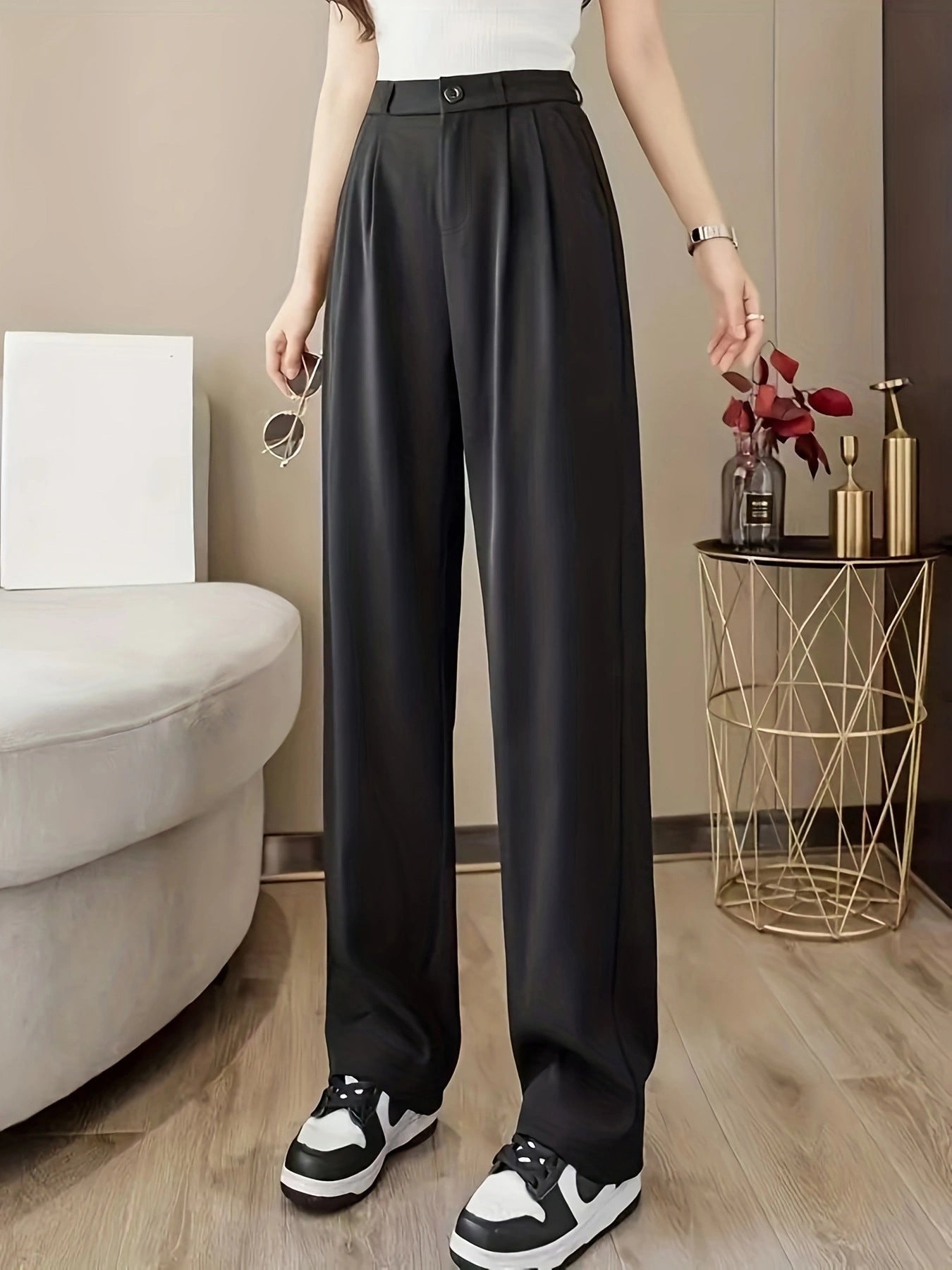 Damenweite Hochbundhose Bequem Elegant