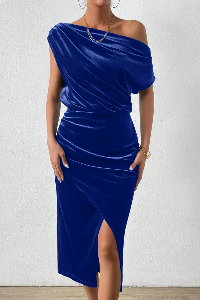 Damen Sommerkleid Elegantes Off-the-Shoulder Midikleid