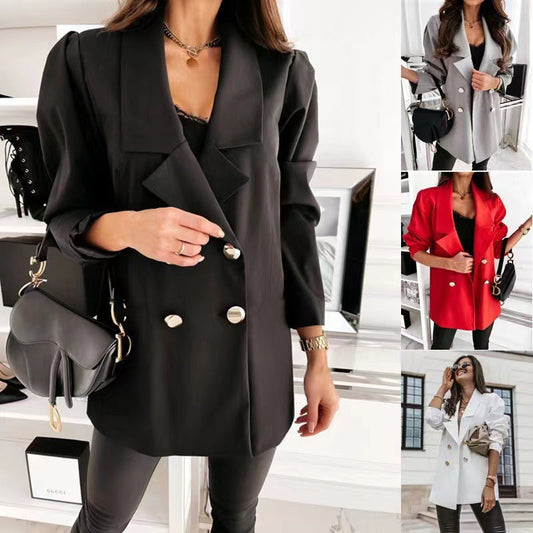 Damen Oversize Blazer Elegant Mit Taschen - IdealeKleiden