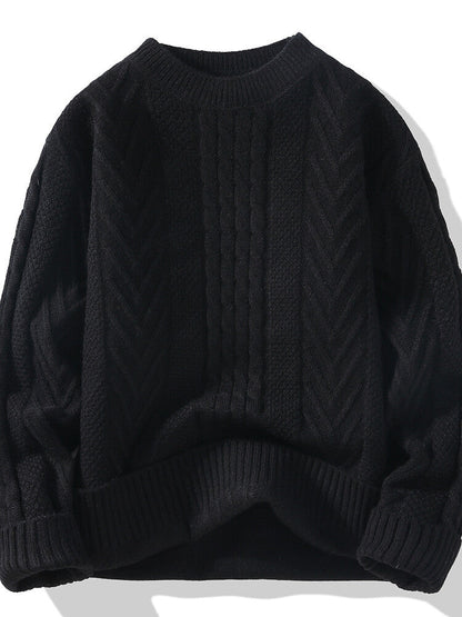 Herren Pullover Grobstrick Lässig Zopfmuster