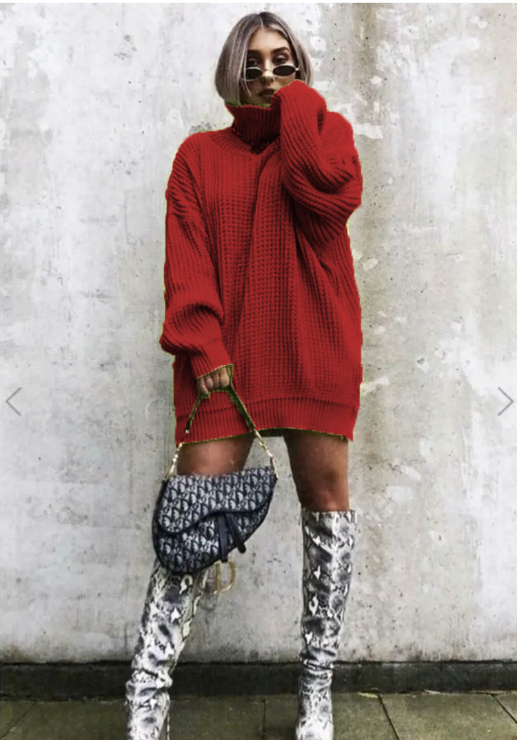 Damen Strickpullover Oversized Waffelmuster Trendy Style