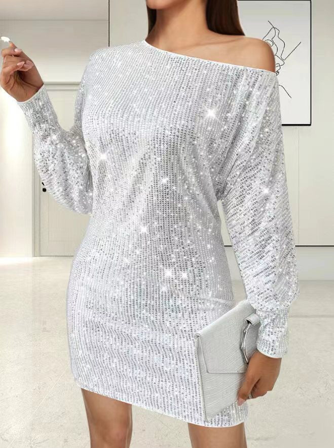 Damen Partykleid Elegant Asymmetrisch Glitzer