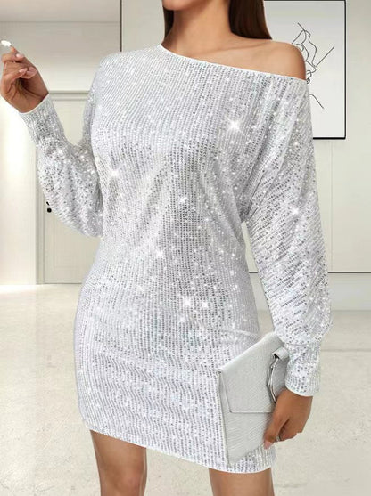 Damen Partykleid Elegant Asymmetrisch Glitzer