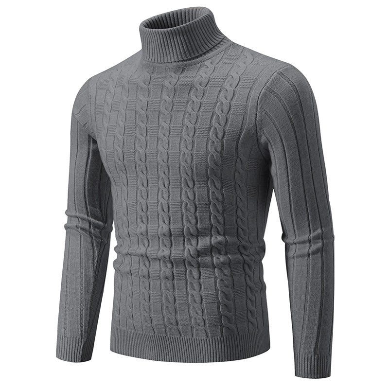 Herren Strickpullover Hochgeschlossen Zopf Muster Klassisch