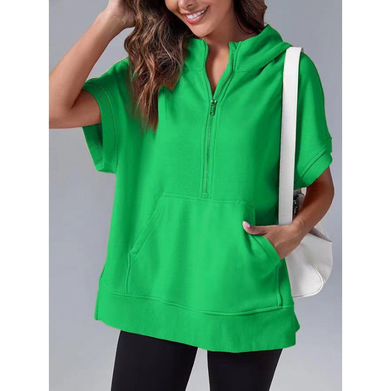 Damen Kapuzenpullover Lässig Mit Taschen Und Reißverschluss