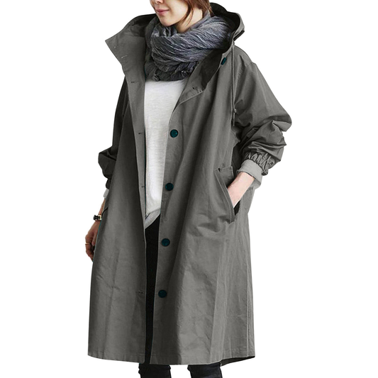 Damen Oversized Trenchcoat Kapuzenmantel Stilvoll - IdealeKleiden