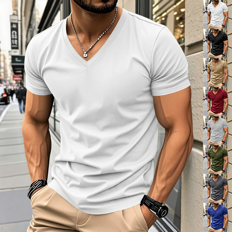 Herren T-Shirt V-Ausschnitt Leicht atmungsaktiv - IdealeKleiden