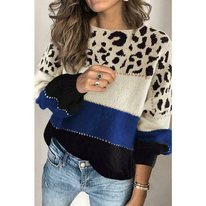 Damen Strickpullover Leopard Muster Herbstmodell