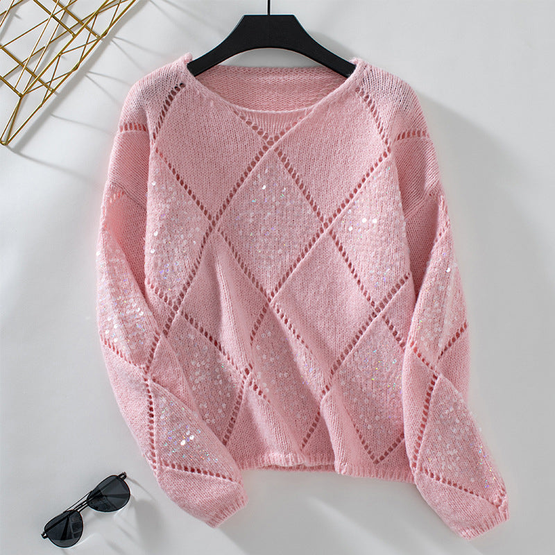 Leichter Hohlstrick Pullover Übergangszeit Modell