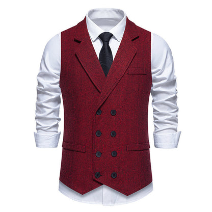 Herren Weste Elegantes Herringbone-Design Doppelreihige Knöpfe