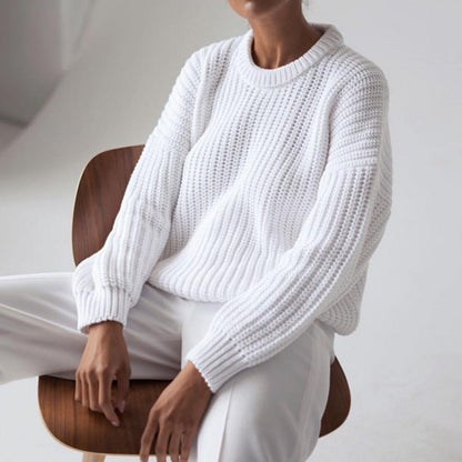 Damen Pullover Lässig Voluminös Grobstrick
