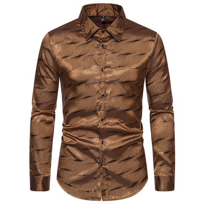 Herren Hemd Elegant Wellenmuster Langarm