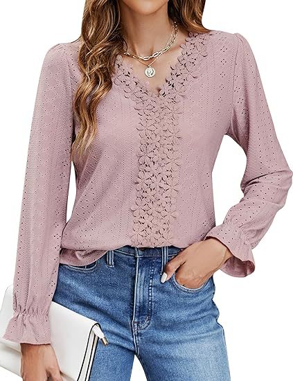 Elegante Damenbluse Floral V-Ausschnitt