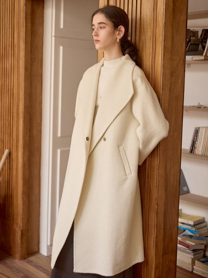 Übergrößer Langmantel Elegant Wickel Look - IdealeKleiden