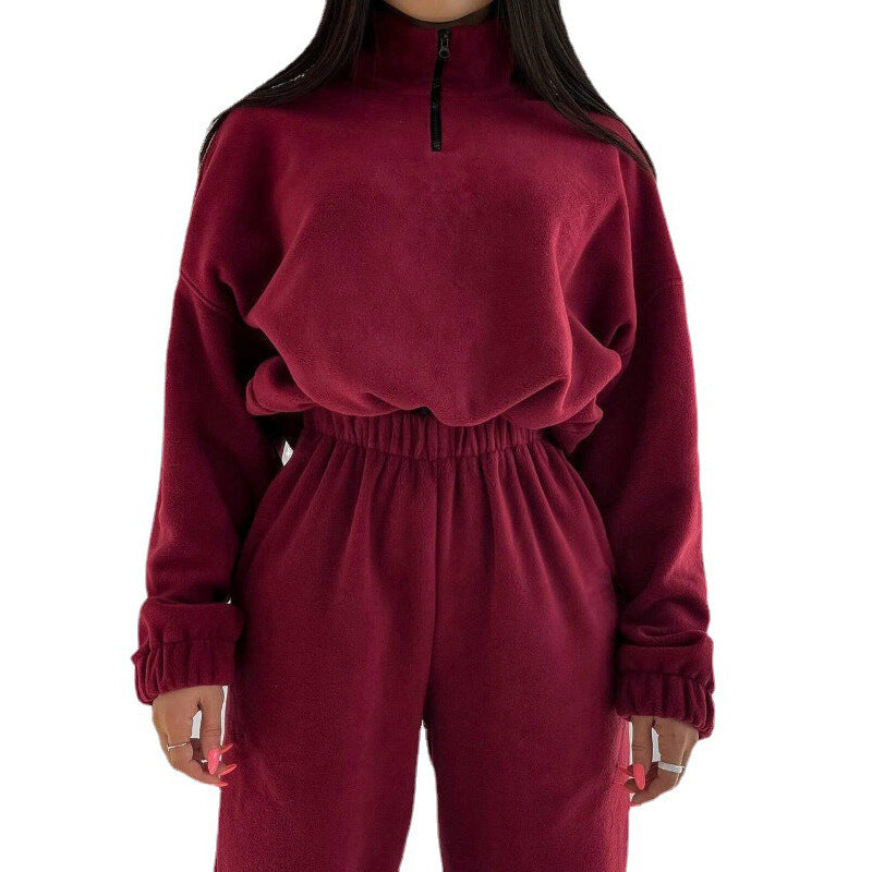 Damen Fleece Jogginganzug Bequem Lässig Design