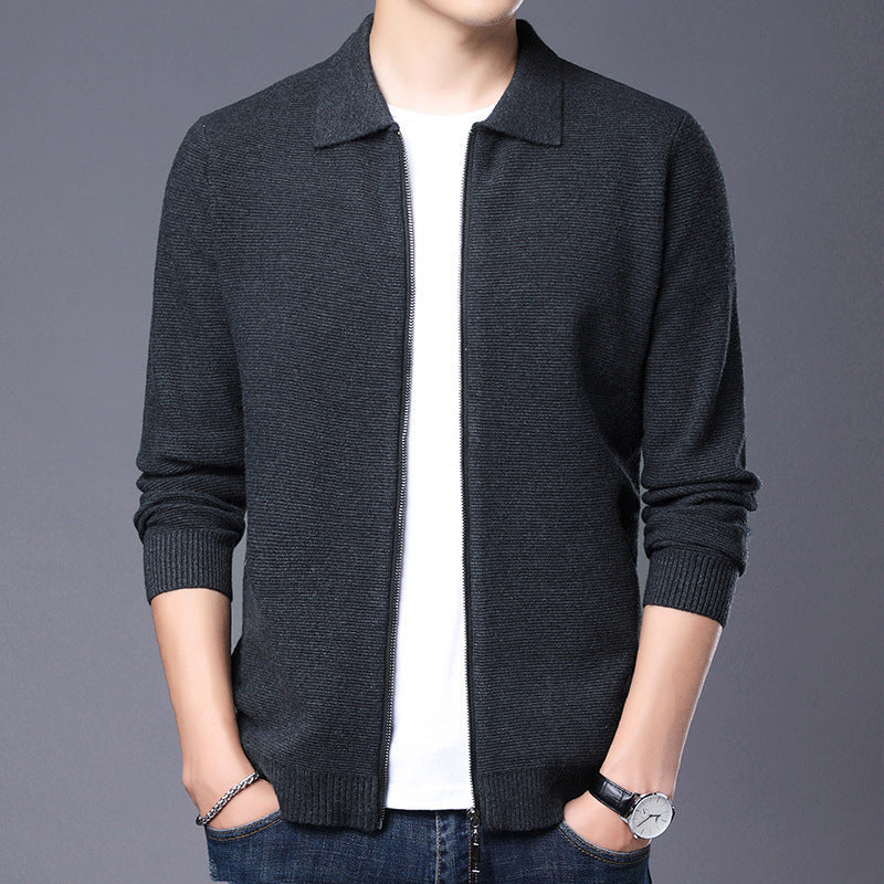 Elegante Strickjacke Wolle Slim Fit Reißverschluss