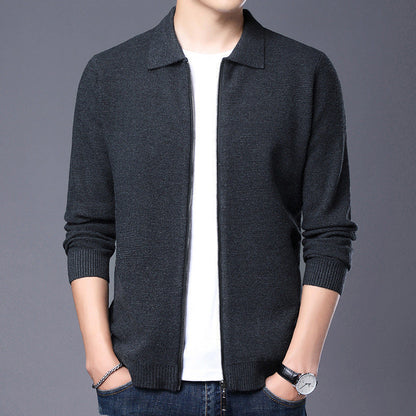 Elegante Strickjacke Wolle Slim Fit Reißverschluss