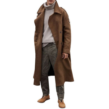 Herren Wollmantel Elegantes Design Doppelreihe Knöpfe - IdealeKleiden