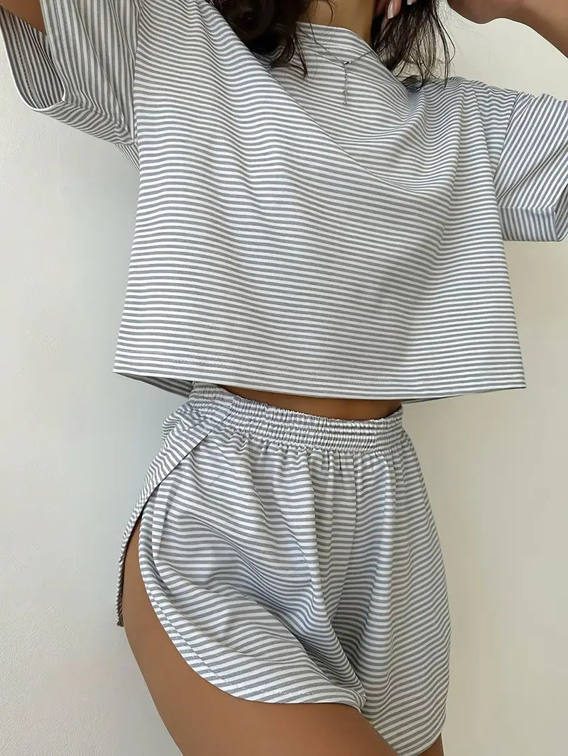 Damen Sommer Top mit lockerem Schnitt und Hochwaist Hosen