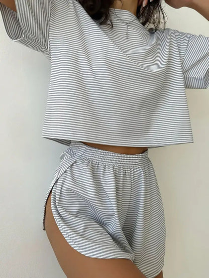 Damen Sommer Top mit lockerem Schnitt und Hochwaist Hosen