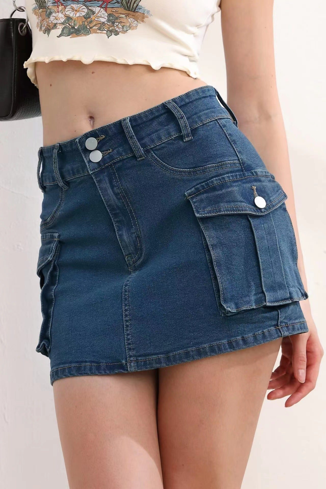 Damen Mode Denim Cargo-Hose mit vielen Taschen