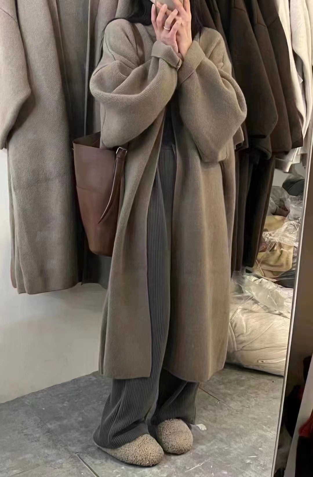 Große Strickjacke Wollmantel Übergröße - IdealeKleiden