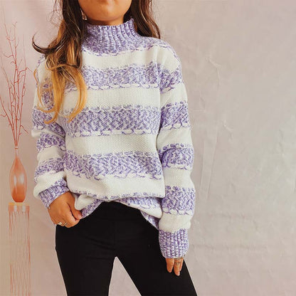 Gestreifter Strickpullover Modern Frauen