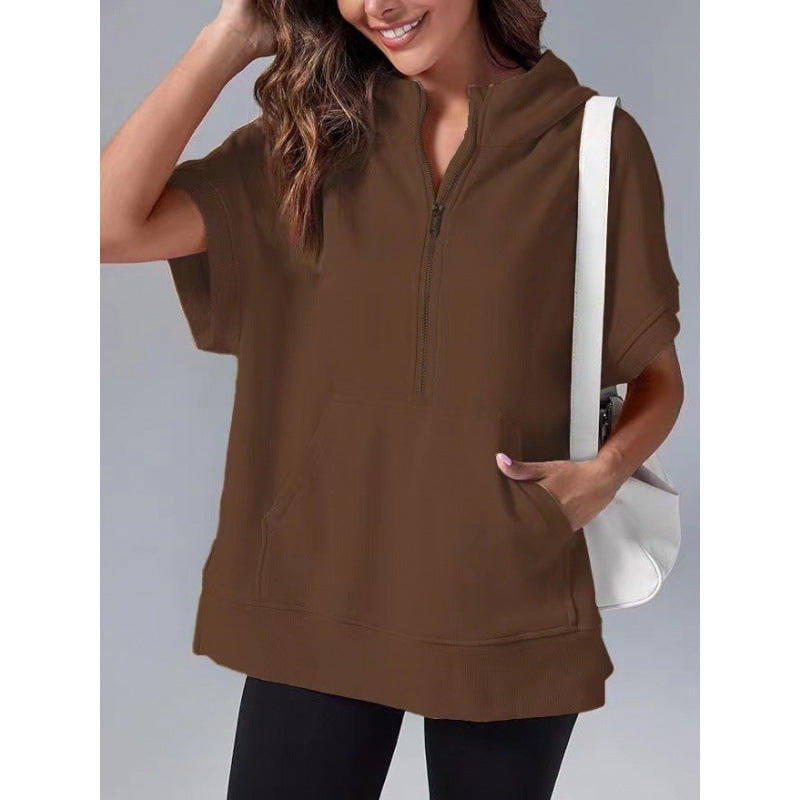 Damen Kapuzenpullover Lässig Mit Taschen Und Reißverschluss