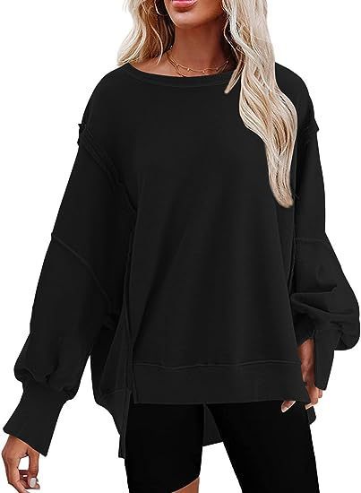 Damen Sweatshirt Lässig Komfortabel mit Schlitzen
